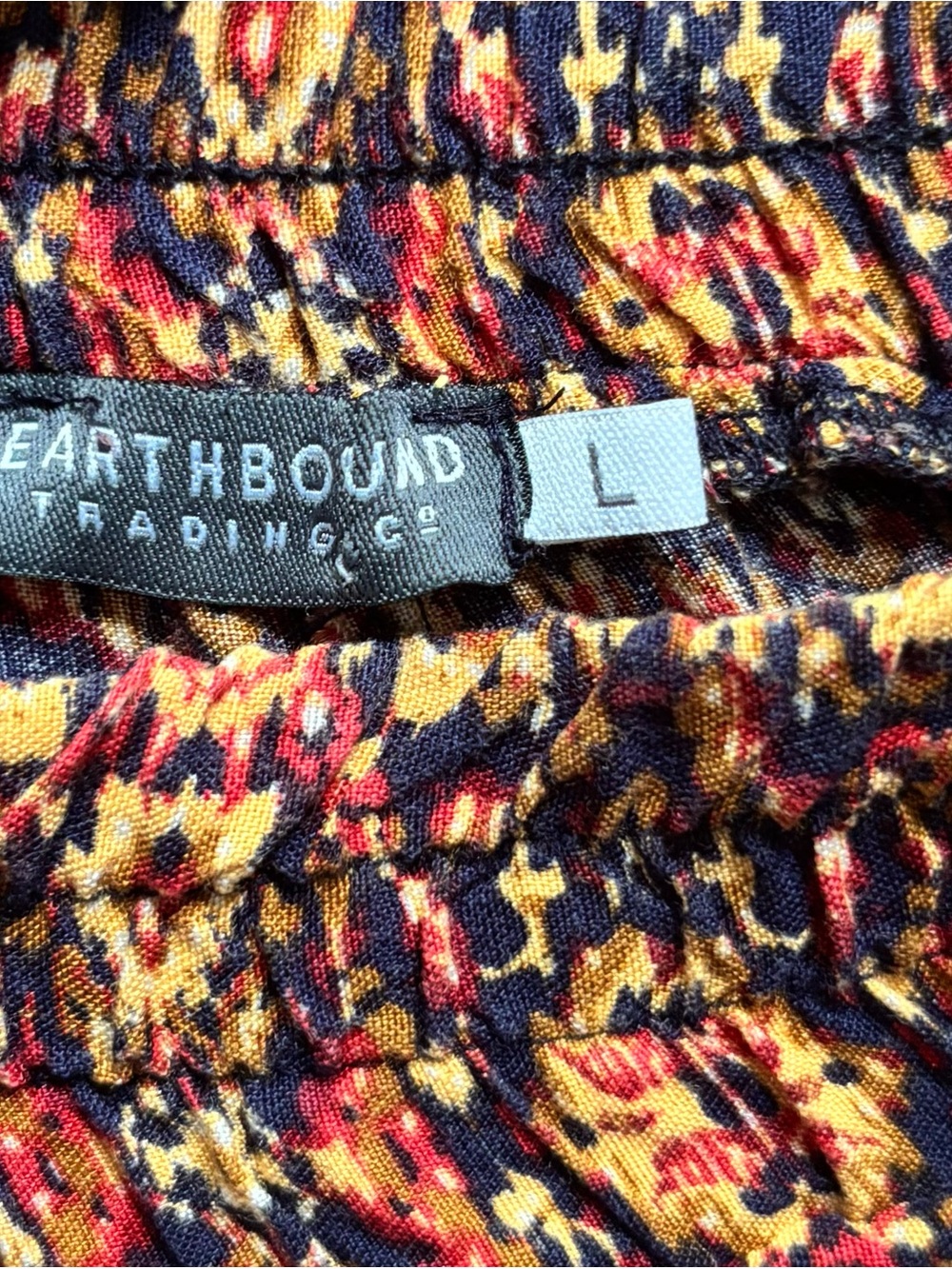 Earthbound Boho Wide Leg Palazzo Pants Navy Yellow Size L - Picture 3 of 7